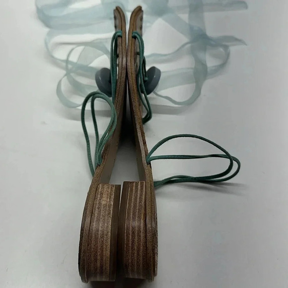 Fabi Sandals Shoes Wooden Low Heel Pointed Toe Jeweled Lace Up Brown Size 38 8 - Picture 9 of 12